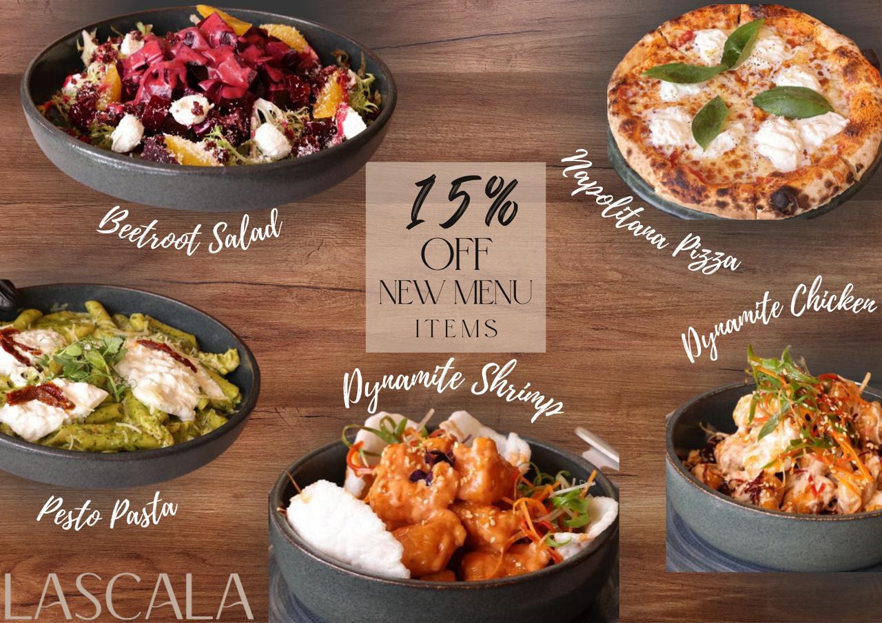 LASCALA Restaurant Menu with Food Items